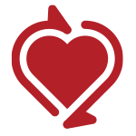 renewal icon, heart and arrows