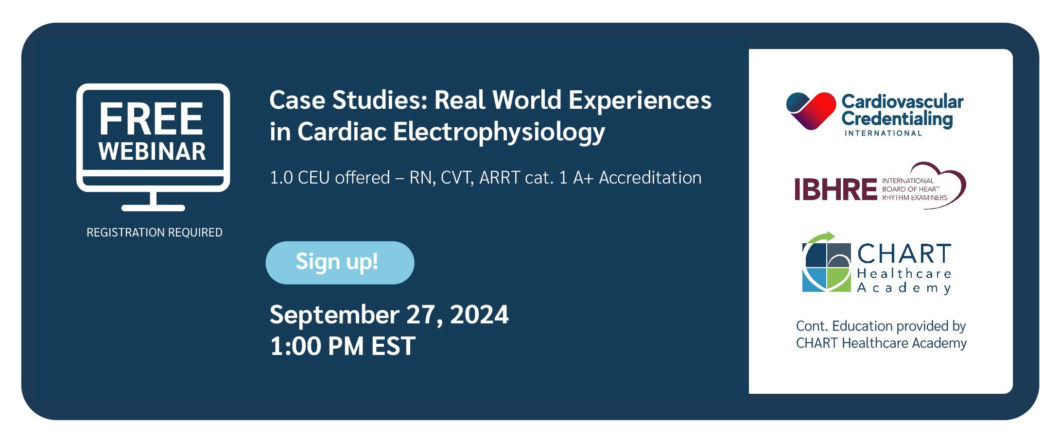 Webinar cardiac electrophysiology sign up September 27 - CCI and IBHRE